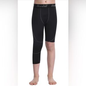 Runhit 3/4 One Leg Boys Compression Leggings, Long Right, Short Left